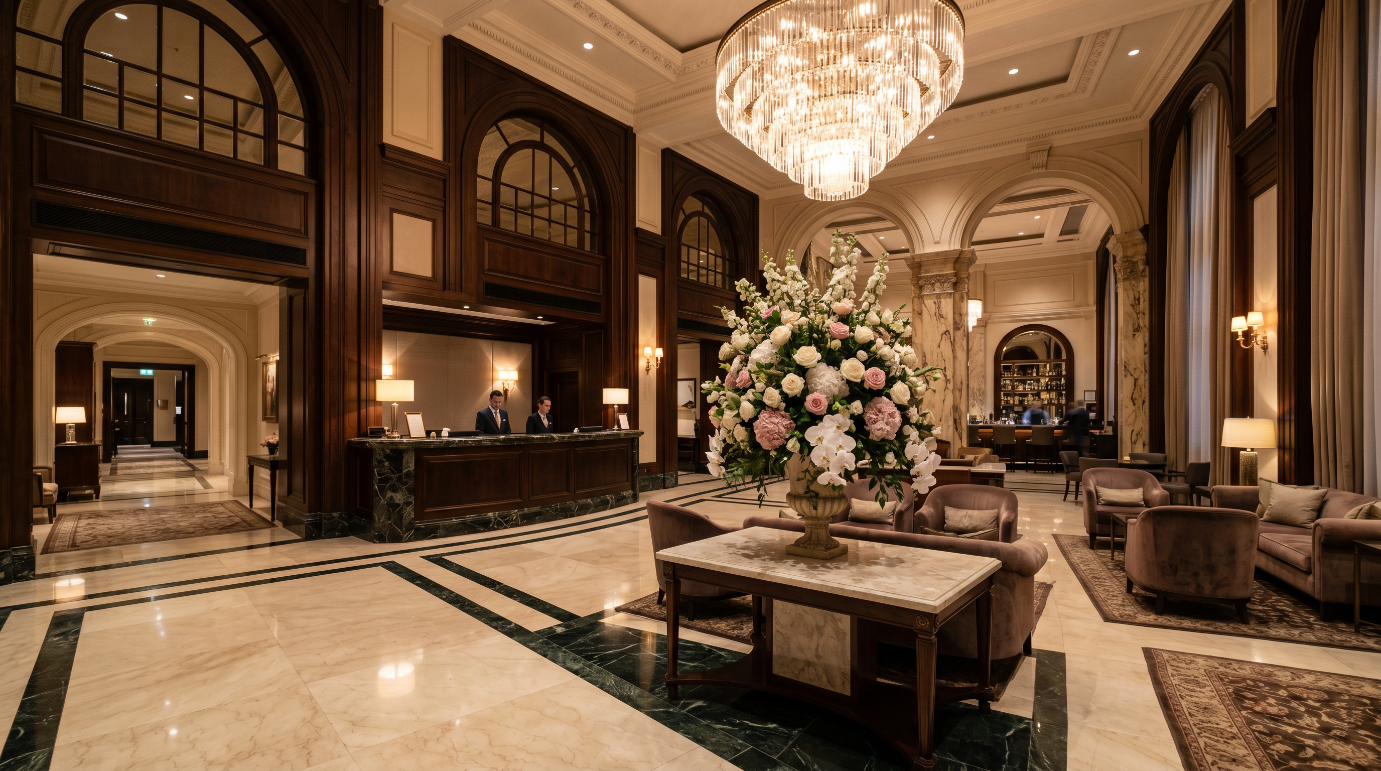 Marble lobby interior of Hotel Resort London